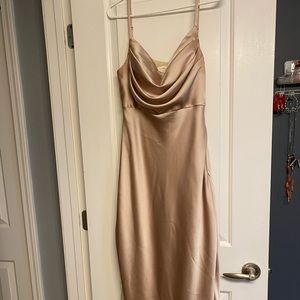 Revelry Skye Satin bridesmaid dress in champagne gold. Size 12 wore twice